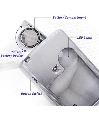 Card Type Magnifying Glasses Credit Card Sized Magnifying Lenses Ideal Pocket Magnifier for Reading Magnifying Glass with LED Light and Leather Case - Buy Online on SooperMarket.com