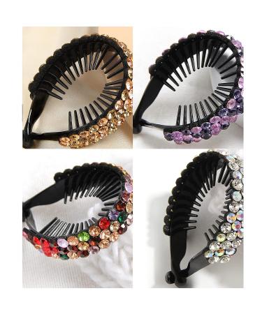 Ponytail Hair Clips - 4 Pcs Gradient Rhinestone Hair Styling Claws in White Purple Champagne Gold | Large Glittering Hair Pins Accessories for Women and Girls - Buy Online on SooperMarket.com