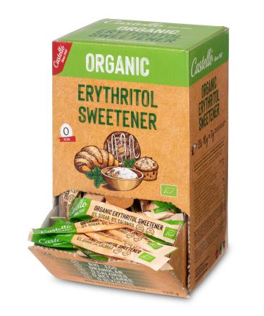 Castello since 1907 Erythritol Sweetener Organic Bio Eco | 144 sachets of 5g | Sugar Substitute - Keto and Paleo Friendly - 0 Glycemic - 0 Calories - 0 Net Carbs - Made by corn 100% Non-GMO - 720 g