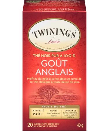 Twinings English Breakfast Individually Wrapped Tea Bags | Smooth Flavourful Black Tea | 20 Count (Pack of 6) | Enjoy Hot or Iced English Breakfast 20 Count (Pack of 6) - Buy Online on SooperMarket.com