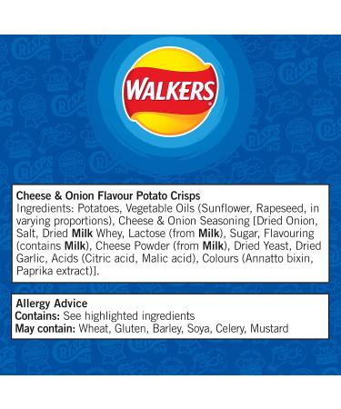 Walkers Cheese and Onion Vegetarian Multipack Crisps Ideal for Lunch and Snacking 12x25 g (Pack of 2) 25 g (Pack of 24) - Buy Online on SooperMarket.com