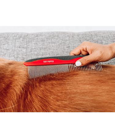 Tuff Pupper Dog Grooming Comb - Remove Dead, Matted Hair Safely| Ergonomic Detangling Comb with No-Slip Handle| Gentle on Skin - Buy Online on SooperMarket.com