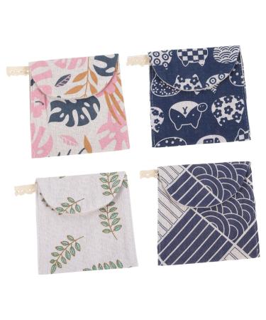 Beavorty 4pcs Pad Bag Small Period Bag Napkin Bag Storage Bag Organizer Menstrual Pad Small Age Girl Cotton Linen Carry Period Pouch Period Pad Bag Tampon Bag