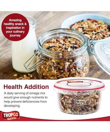 Tropgo Omega Mix 200g - Premium Nuts Seeds and Dried Fruit in Resealable and Recyclable Tub - Contains Fibre Protein and Essential Minerals - Wholesome Trail Mix - Healthy Snacks for All Ages - Buy Online on SooperMarket.com