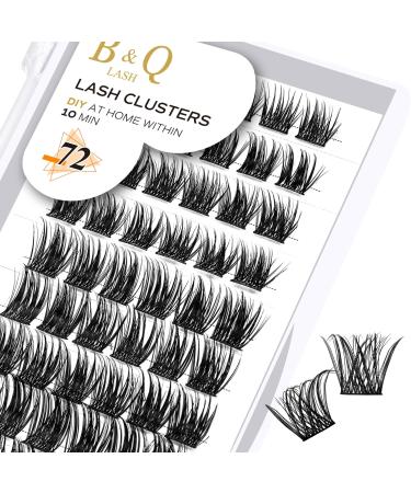 Cluster Lashes 14mm 72 Clusters B&Q Lash Clusters D Curl Individual Cluster Lashes Natural Eyelash Clusters DIY Lash Extensions Soft Fluffy Cluster Eyelash Extensions (B09 D-14mm) D-14 mm B 09