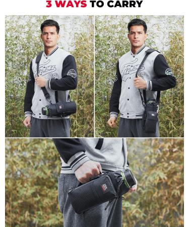 Buy Kemimoto 750ml/950ml/1.2L Water Bottle Holder - Adjustable Shoulder Strap Perfect for Hiking Camping & Fishing - Durable Black Bag - Buy Online on SooperMarket.com