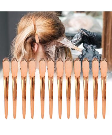 12pcs Rose Gold Hair Clips Hairpin Set - Salon Clamp Grips for Hairdressers | Durable Duckbill Hair Accessories - Buy Online on SooperMarket.com