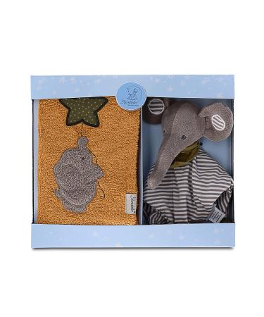Sterntaler baby unisex gift set baby gift set elephant cuddly cloth & children's towel - baby gift gift set baby - gray eddy single