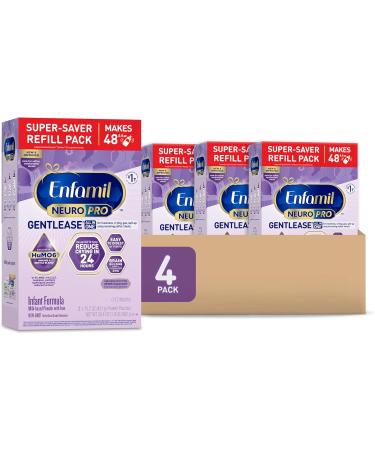 Enfamil NeuroPro Gentlease Baby Formula, Brain and Immune Support with DHA, Clinically Proven to Reduce Fussiness, Crying, Gas & Spit-up in 24 Hours, Non-GMO, Powder Refill Box, 30.4 Oz (Pack of 4) 30.4oz Powder Refill 4 Pack