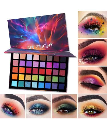 UCANBE Spotlight Eyeshadow Palette & 15PCS Eye Brushes Makeup Set | 40 Color Matte Shimmer Glitter Eyeshadow Pallet | Highly Pigmented & Waterproof | Long Lasting Makeup Palette with Brushes - Buy Online on SooperMarket.com