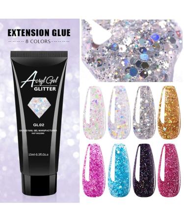 8pcs Nail Extension Gel Set - Premium Fast-Building Sequins Nail Art Gel for Professional Manicure - International Shipping Available - Buy Online on SooperMarket.com
