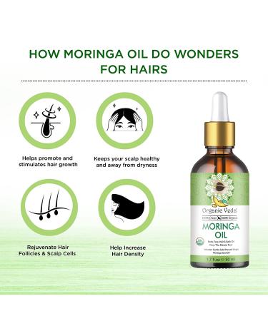 Organic Veda Moringa Oil - USDA Organic Cold-Pressed Virgin Oil for Skin, Hair, Nails - 1.7 fl. oz - Buy Online on SooperMarket.com