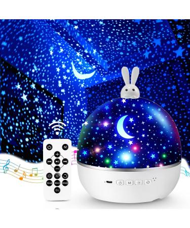 Night light night light starry sky projector children with 15 film night light children night baby music box baby girls bluetooth bedside lamp children lamp children's room decoration baby gift girls rabbit
