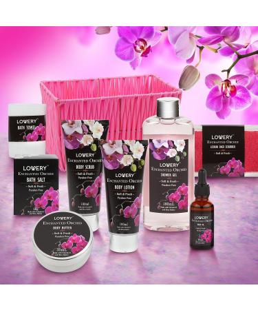 Enchanted Orchid Spa Gift Set - Perfect Gift Baskets for Her Women & Moms | Best Bath & Body Gifts for Weddings Birthdays & Thank You - Buy Online on SooperMarket.com