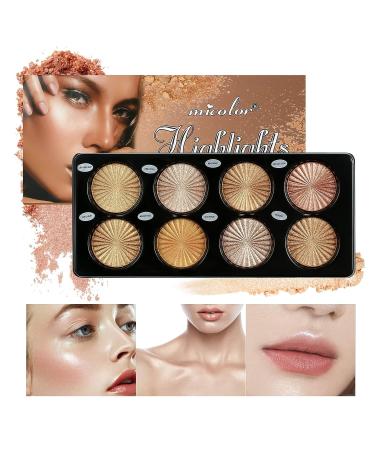 Beteligir 8 Color Highlighter Powder Palette - Facial Bronzers Illuminator Palette for Long Lasting Brilliant Skin - Face Makeup Set - Buy Online on SooperMarket.com