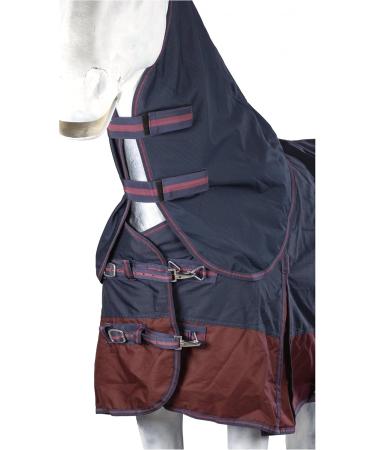 RL24 Weiddecke Full Neck 600D Waterproof Horse Blanket | Transition Rain Sheet | Polarfleece Lining | Size 145 cm Navy/Brown - Buy Online on SooperMarket.com