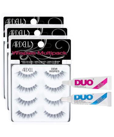Ardell Multipack Lashes Demi Wispies - 12 pairs & duo eyelash glue Dark & Clear 5 Count