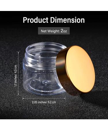 SATINIOR 24 Pack 2 oz Clear Plastic Jars with Gold Lids - Wide-Mouth Storage Containers for Beauty Products, Cosmetics, Crafts, and Food - Buy Online on SooperMarket.com
