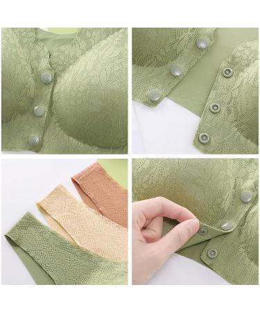 LoRier Comfortable Snap Lace Bras - Everyday Wireless Cotton Comfort Bras for Women & Girls | Full Coverage L Green - Buy Online on SooperMarket.com