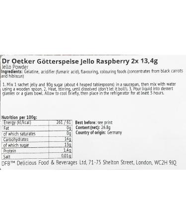 Dr Oetker G tterspeise Jello Jelly Powder 2x 12.6g Sachets (Raspberry) - imported by DFB - Buy Online on SooperMarket.com