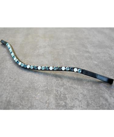 Buy Happiness Hinge Horse in Turquoise & White Opal - Large Glitter Chats with Silver Border - Hand-Sewn in Germany - KB Black Leather - Buy Online on SooperMarket.com