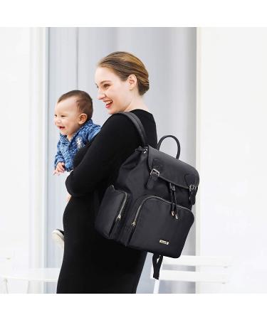 Hafmall Diaper Bag Backpack with Stroller Hooks - Stylish, Multifunctional Travel Baby Bag for Boys and Girls - Black Maternity Nappy Bag for Mom and Dad - Buy Online on SooperMarket.com
