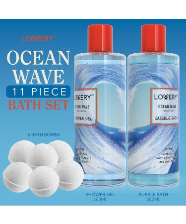 Buy Birthday Gifts for Her | Home Spa Gift Baskets | Ocean Wave Spa Set - 11pc Bath and Body Gift Basket for Women & Men - Buy Online on SooperMarket.com