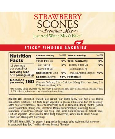 Sticky Fingers Strawberry Scone Mix 16oz - Delicious and Easy to Make - Buy Online on SooperMarket.com