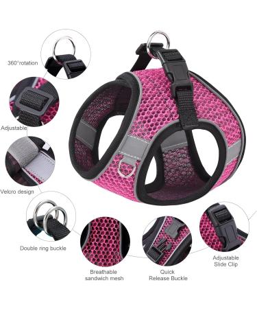 Ankilo Upgraded Harness with Leash Set Escape Proof Dog Vest Harnesses Vest Harnesses with Soft Mesh and Reflective Bands No Pull Small Dog Harness for Cats and Small Dogs (Rose-red S) - Buy Online on SooperMarket.com