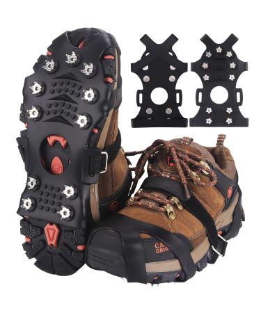 Trusiel Spikes for shoes shoe spikes 11-most clamps shoe claws snow chains spikes crampon slip-on stretch shoes spikes for ice cream and winter outdoor sports climbing black m
