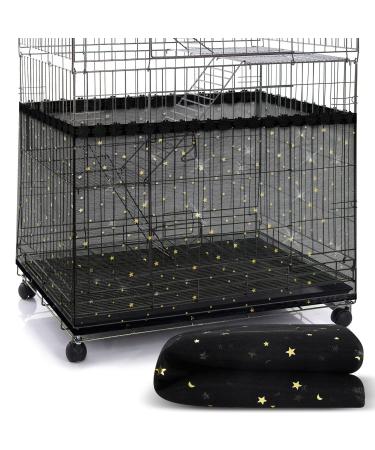 Large Bird Cage Cover Bird Cage Seed Catcher Bird Cage Liner Net Bird Cage Skirt Guard Birdcage, Adjustable Nylon Mesh Net for Parrot Parakeet Macaw Round Square Cage (Cardinal Style, X-Large) Black X-Large
