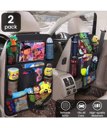 ACELIFE Car Seat Organizer for Kids - 2 Pack Backseat Protector with iPad Holder, Kick Mat, 9 Pockets - Black Car Accessories for Toddlers - Buy Online on SooperMarket.com