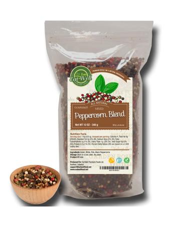 Four Peppercorns Blend | 12oz Reseable Bag, Bulk | 100% Natural Mixed, Premium Grade, Freshly Packed, Whole Black, Pink, Green, White Multi Color Pepper Corsn For Grinders Refill