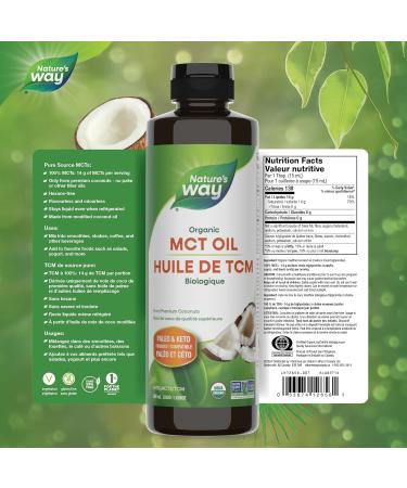 Nature's Way 100% Pure MCT Oil From Coconut Paleo and Keto friendly Certified Organic Non-GMO Project Verified Vegetarian Gluten-free Flavourless No Filler Oils 480 mL - Buy Online on SooperMarket.com