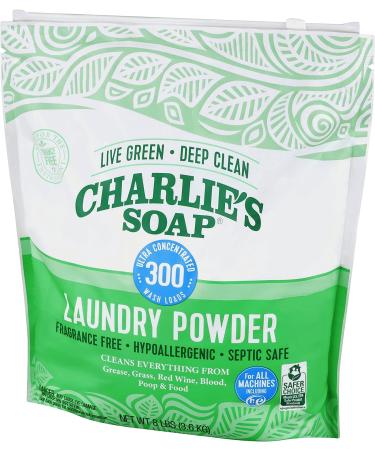 Charlie's Soap Laundry Powder (4 Pack) - Fragrance Free, Hypoallergenic, Eco-Friendly Detergent - 300 Loads, 8 Pound - Buy Online on SooperMarket.com