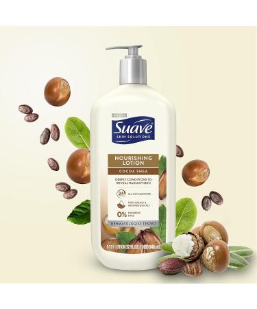 Suave Skin Solutions Cocoa Butter & Shea Body Lotion 32 oz - Hydrating Moisturizer for Soft Skin | International Shipping Available - Buy Online on SooperMarket.com