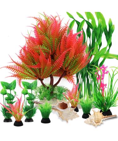 Ouzo 12 pieces aquarium accessories plastic plants decoration with natural season aquarium decoration artificial plants aquarium decor aquarium plants