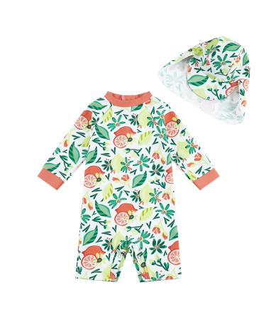 upandfast Baby Girls Swimsuit Baby Swimming Costume UV Baby Girls' Swimwear with Snap Bottom UPF 50+ Sun Protection 9-12 Months Lemon