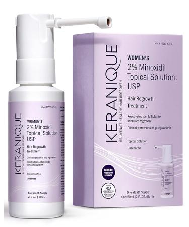 Keranique Hair Regrowth Treatment for Women - 2% Minoxidil for Hair Growth & Thickening - Topical Solution Scalp Treatment for Hair Loss & Thinning w/ Precision Spray Applicator - 2 Fl Oz