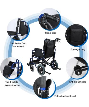 LIVINGbasics Light Weight Transport Wheelchair With Hand Brakes 17.7-Inch Wide Seat Foldable Support Weight Upto 220 Lbs - Buy Online on SooperMarket.com