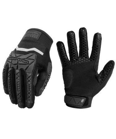 Seibertron S.P.B.G 2.0 Baseball/Softball Schlagmann Batting Super Grip and Protective Gloves Gloves (Adult and Youth) Black Adults XL