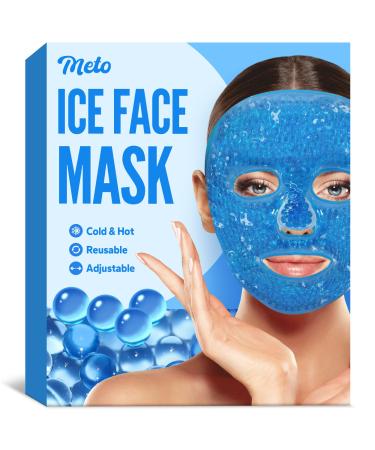 Meto Ice Face Mask Ice Mask for Face Face Ice Pack Reduce Face Puff Dark Circles Gel Beads Hot Heat Cold Compress Pack Face SPA for Women Sleeping Pressure Headaches Face Mask Skin Care (Blue)