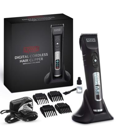 LIVIVO Digital Hair Clipper and Beard Trimmer Wireless Grooming Set with Extra Sharp Long Lasting Blades and Multiple Trimmer Attachments