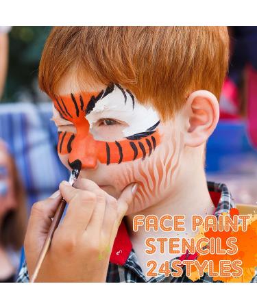 24-Piece Face Paint Stencils for Kids & Halloween Makeup - Vivid Style - Buy Online on SooperMarket.com
