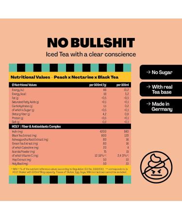 HOLY Iced Tea Peach x Nectarine | 50 portions with antioxidants & superfoods | Sugar-free iced tea with Relax formula | Vegan with 100% natural fruit flavours Peach x Nectarine 350 g (Pack of 1) - Buy Online on SooperMarket.com