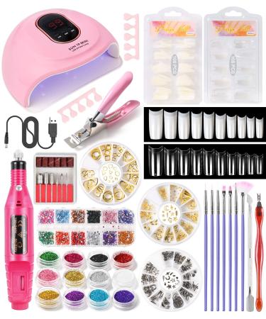 Electric nail drill acrylic Nail Nail Tips Kit with 36W UV lamp gel manicure-dryer lamp acrylic nail 3D synthetic drill nail snap manicure accessories nail polish decoration and 12 colors glitter for nails nailset