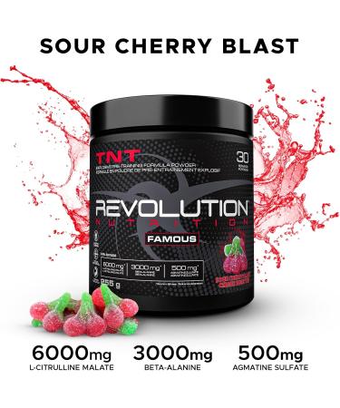 Revolution Nutrition TNT Pre-Workout Powder Pumps & Strength Extreme Intensity Hyper Concentrate Citrulline Malate 2:1 Beta Alanine Agmatine Sulfate Caffeine For Men & Women 255g 30 Servings (Sour Cherry Blast 0.56 Pound) - Buy Online on SooperMarket.com