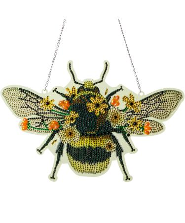 Sonsage Diamond Painting Kits Hanging Pendant Christmas Bee Diamond Art Hanging Sign DIY Special Shaped Crystal Wreath Ornaments for Home Decor Gift