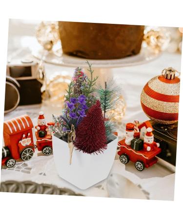 HOMSFOU 5pcs Christmas Simulation Potted Plant Tiny Christmas Tree Christmas Pine Tree Artificial Plant for Desk Decor Fake Plant Christmas Plant Decoration Small Plant Plastic Office Mini Goldenx5pcs 21X11cmx5pcs - Buy Online on SooperMarket.com