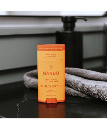 Mando Men's Whole Body Deodorant - Smooth Solid Stick - 72hr Odor Control - Aluminum & Baking Soda Free - Skin Safe - 2.6oz (Bourbon Leather) - Buy Online on SooperMarket.com